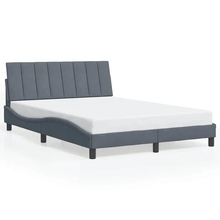 Cadre de lit sans matelas Hanko gris foncé 140x200 cm velours - 2