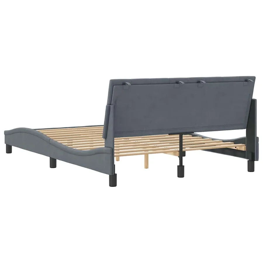 Cadre de lit sans matelas Hanko gris foncé 140x200 cm velours - 7