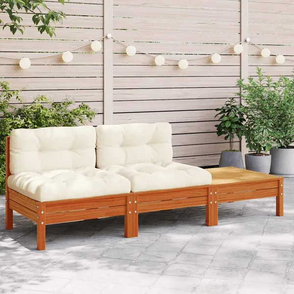 Canapé de jardin avec coussins et repose-pied 2 places