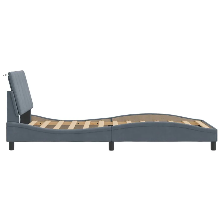 Cadre de lit avec LED sans matelas Hanko gris foncé 100x200cm velours - 7