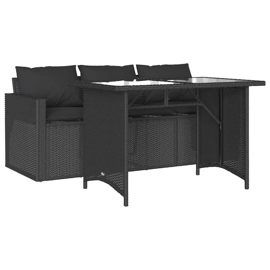 Ensemble à manger de jardin coussins 2pcs noir résine tressée - 2