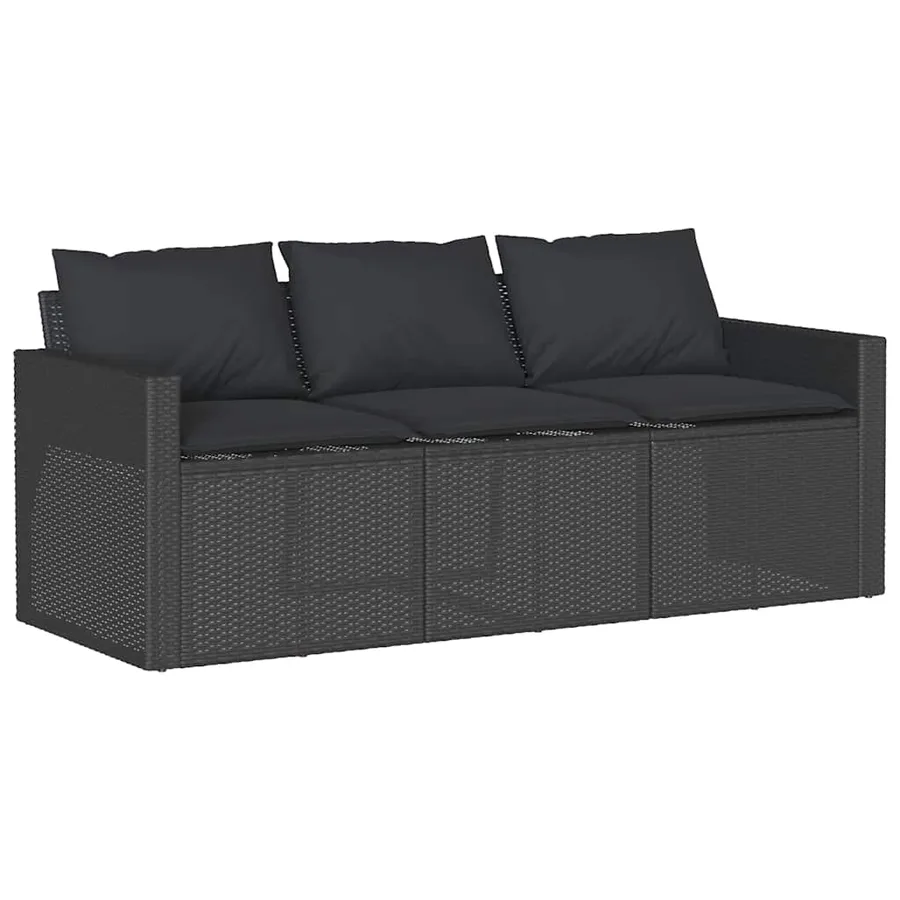 Ensemble à manger de jardin coussins 2pcs noir résine tressée - 4