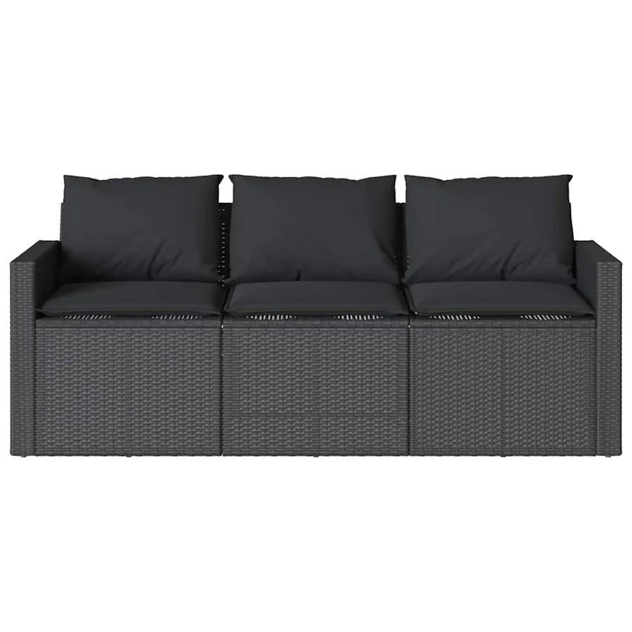 Ensemble à manger de jardin coussins 2pcs noir résine tressée - 6