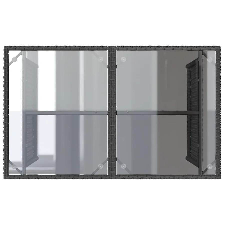 Ensemble à manger de jardin coussins 2pcs noir résine tressée - 8