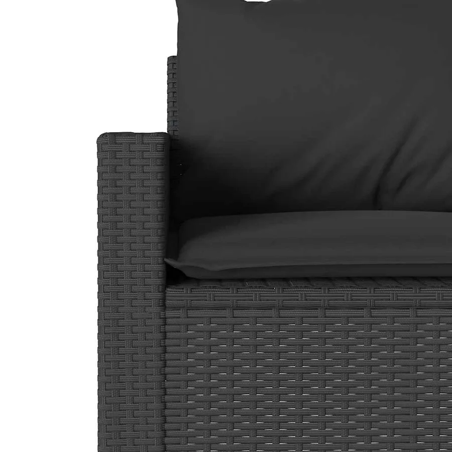 Ensemble à manger de jardin coussins 2pcs noir résine tressée - 9