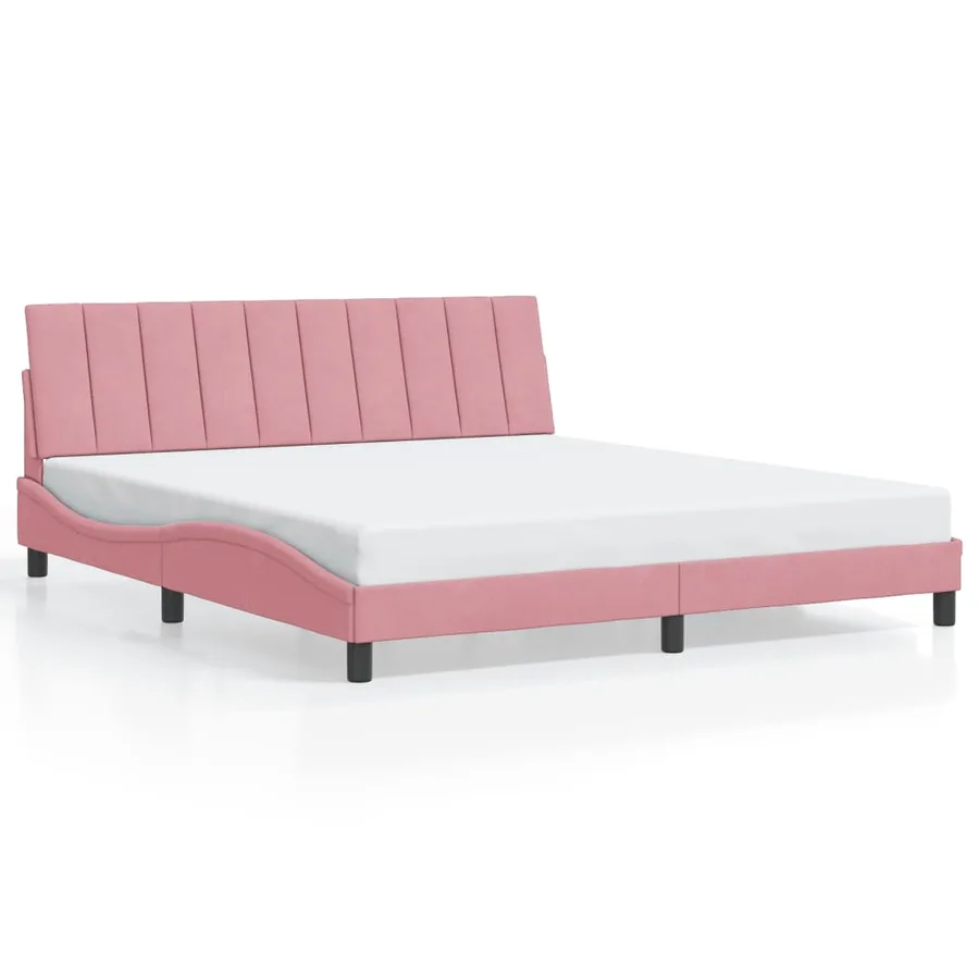 Cadre de lit avec LED sans matelas Hanko rose 180x200 cm velours - 5