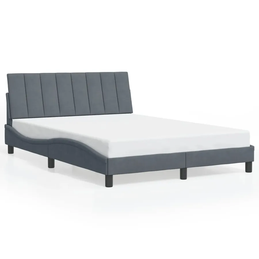 Cadre de lit avec LED sans matelas Hanko gris foncé 120x200cm velours - 5