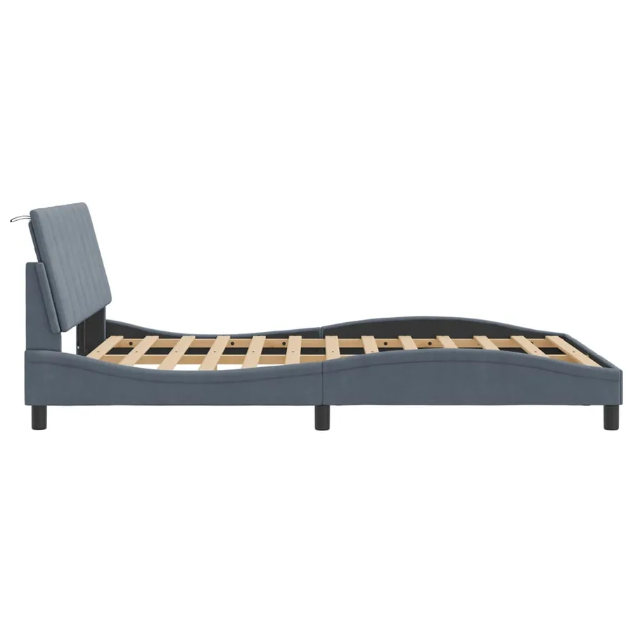 Cadre de lit avec LED sans matelas Hanko gris foncé 120x200cm velours - 7