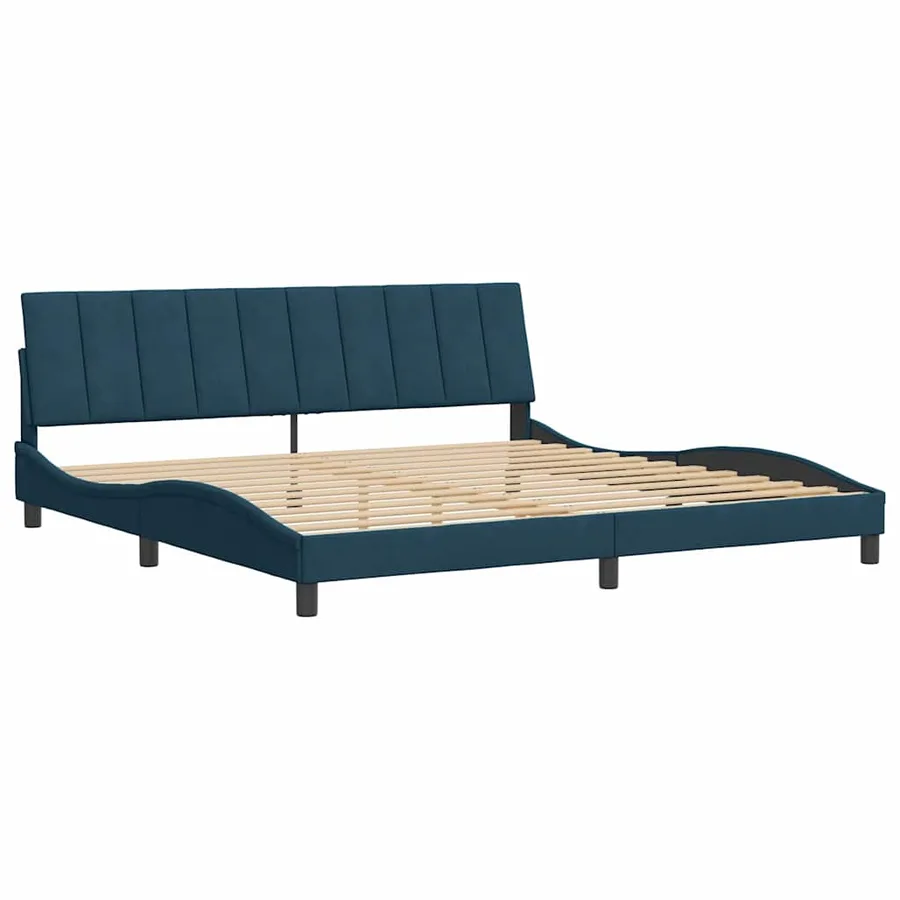 Cadre de lit sans matelas Hanko bleu 200x200 cm velours - 3