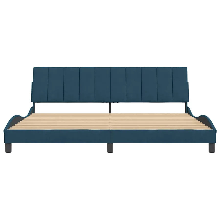 Cadre de lit sans matelas Hanko bleu 200x200 cm velours - 5