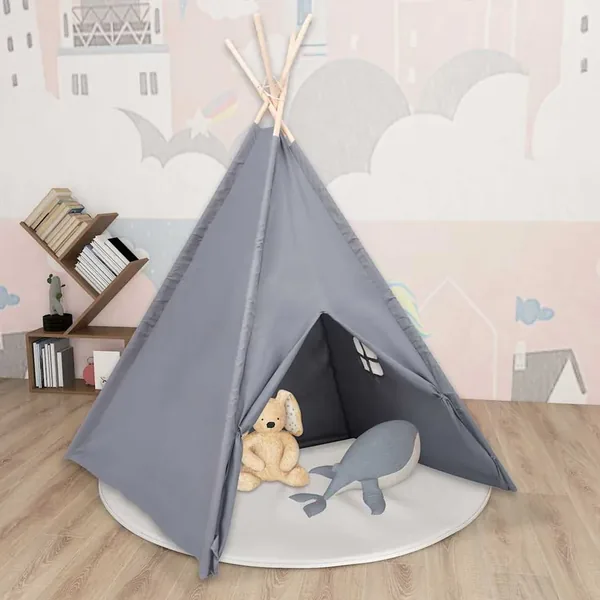 Tente tipi d'enfants avec sac Peau de pêche Gris 120x120x150 cm