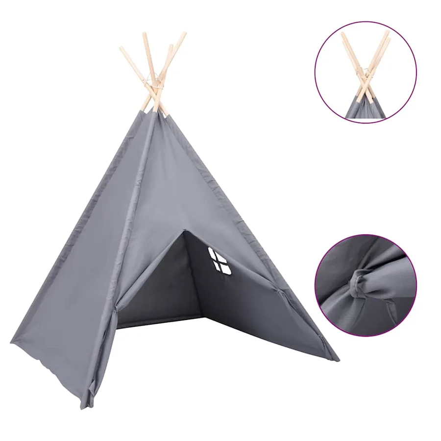 Tente tipi d'enfants avec sac Peau de pêche Gris 120x120x150 cm - 2