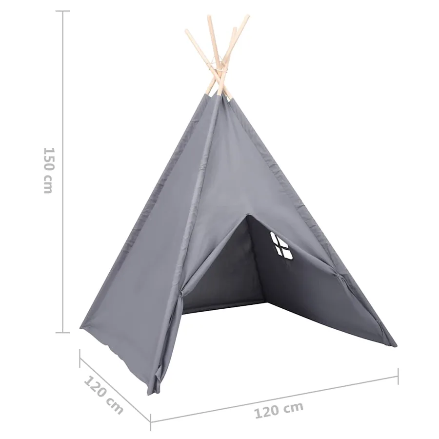 Tente tipi d'enfants avec sac Peau de pêche Gris 120x120x150 cm - 8