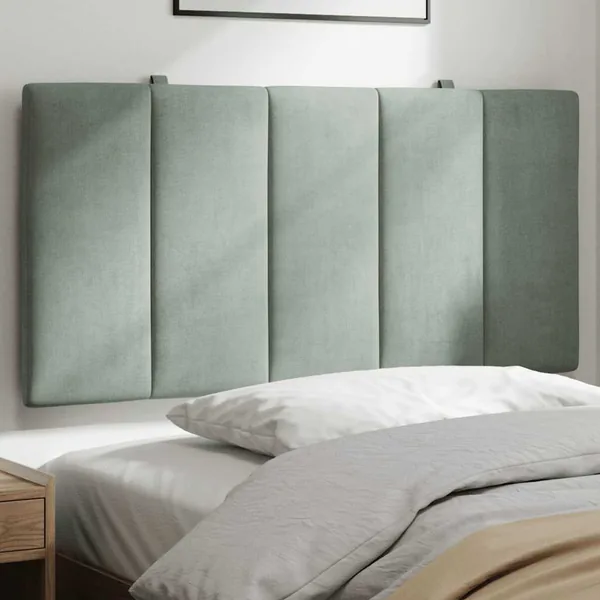 Coussin de tête de lit Hanko gris clair 100 cm velours