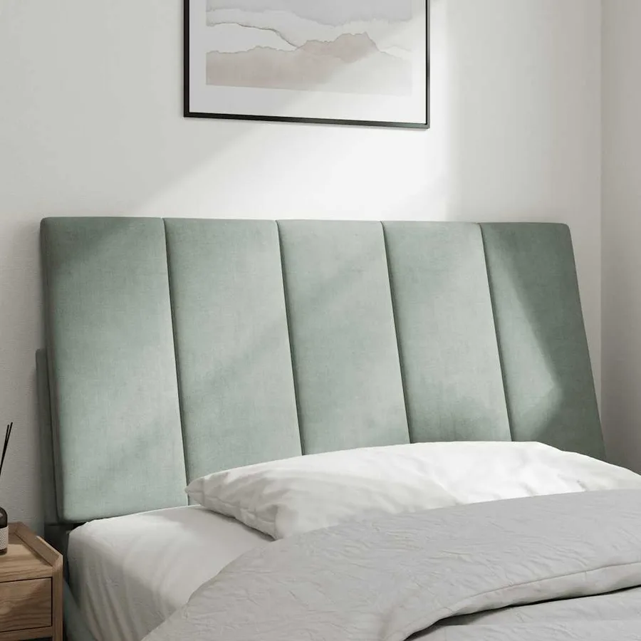 Coussin de tête de lit Hanko gris clair 100 cm velours - 3