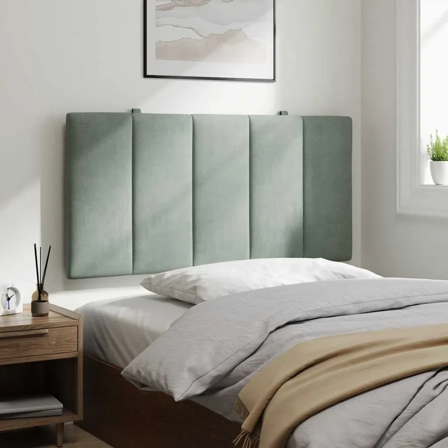 Coussin de tête de lit Hanko gris clair 100 cm velours - 4