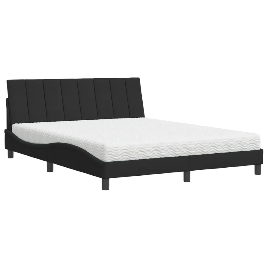 Lit avec matelas Hanko noir 160x200 cm velours - 2