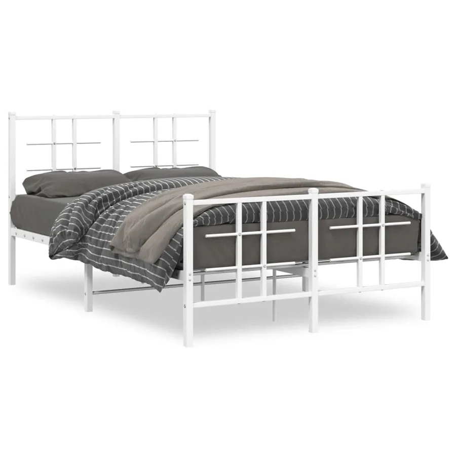 Cadre de lit métal sans matelas et pied de lit blanc 120x200 cm - 2