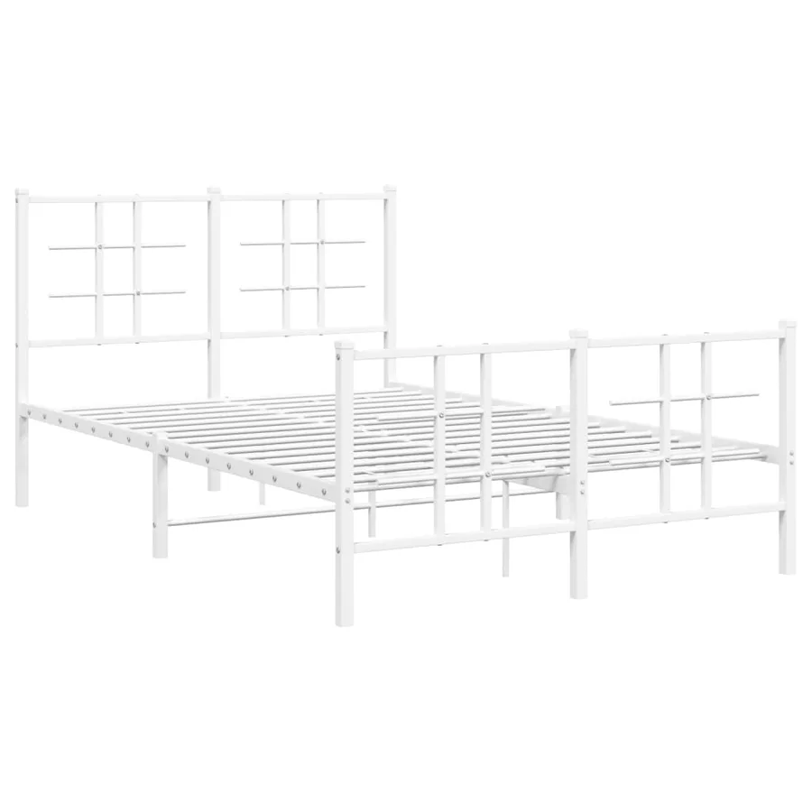 Cadre de lit métal sans matelas et pied de lit blanc 120x200 cm - 3