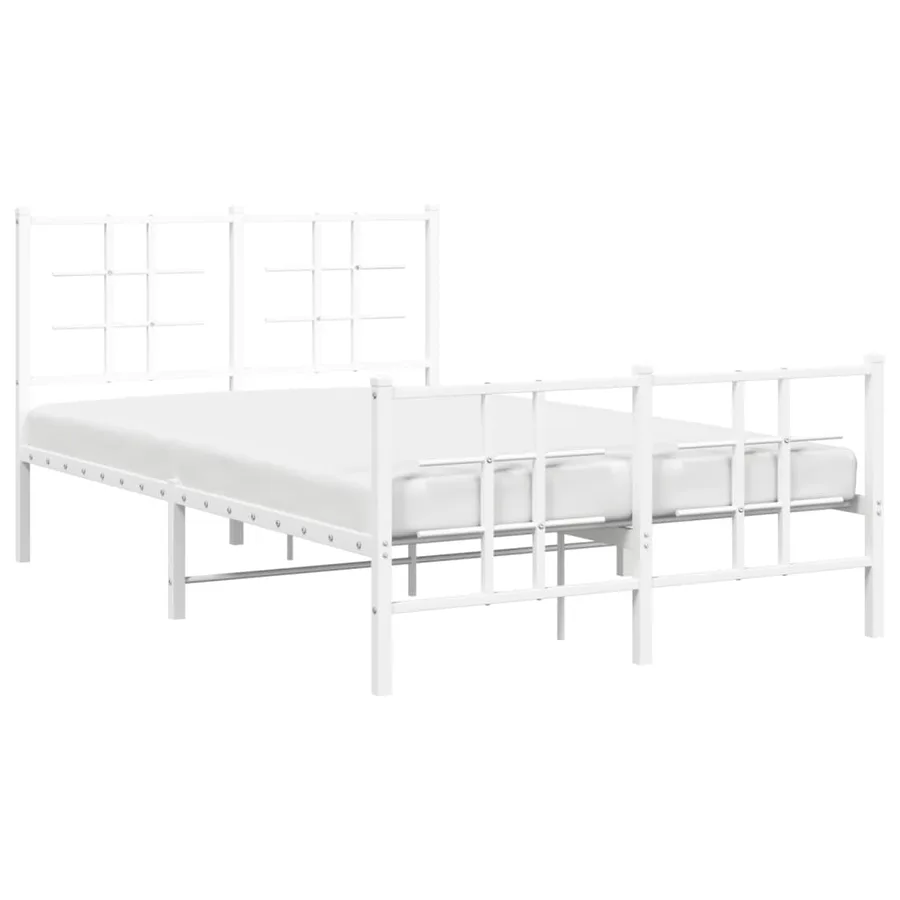 Cadre de lit métal sans matelas et pied de lit blanc 120x200 cm - 4