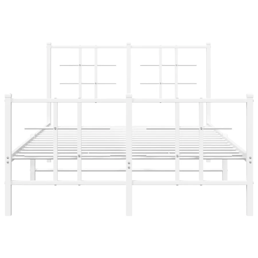 Cadre de lit métal sans matelas et pied de lit blanc 120x200 cm - 5