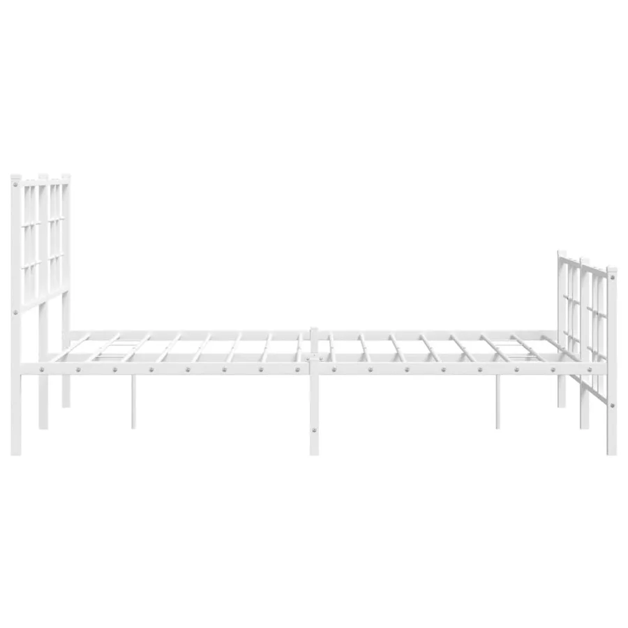 Cadre de lit métal sans matelas et pied de lit blanc 120x200 cm - 6