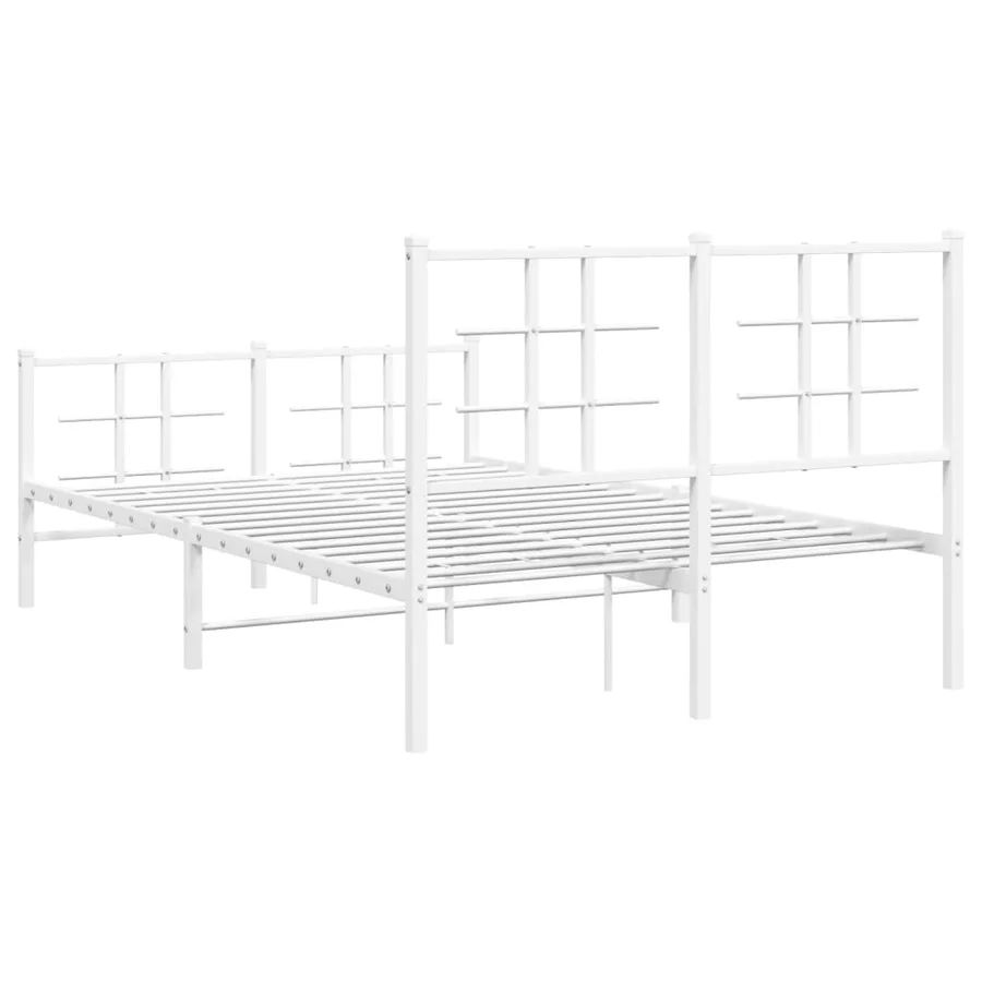 Cadre de lit métal sans matelas et pied de lit blanc 120x200 cm - 7