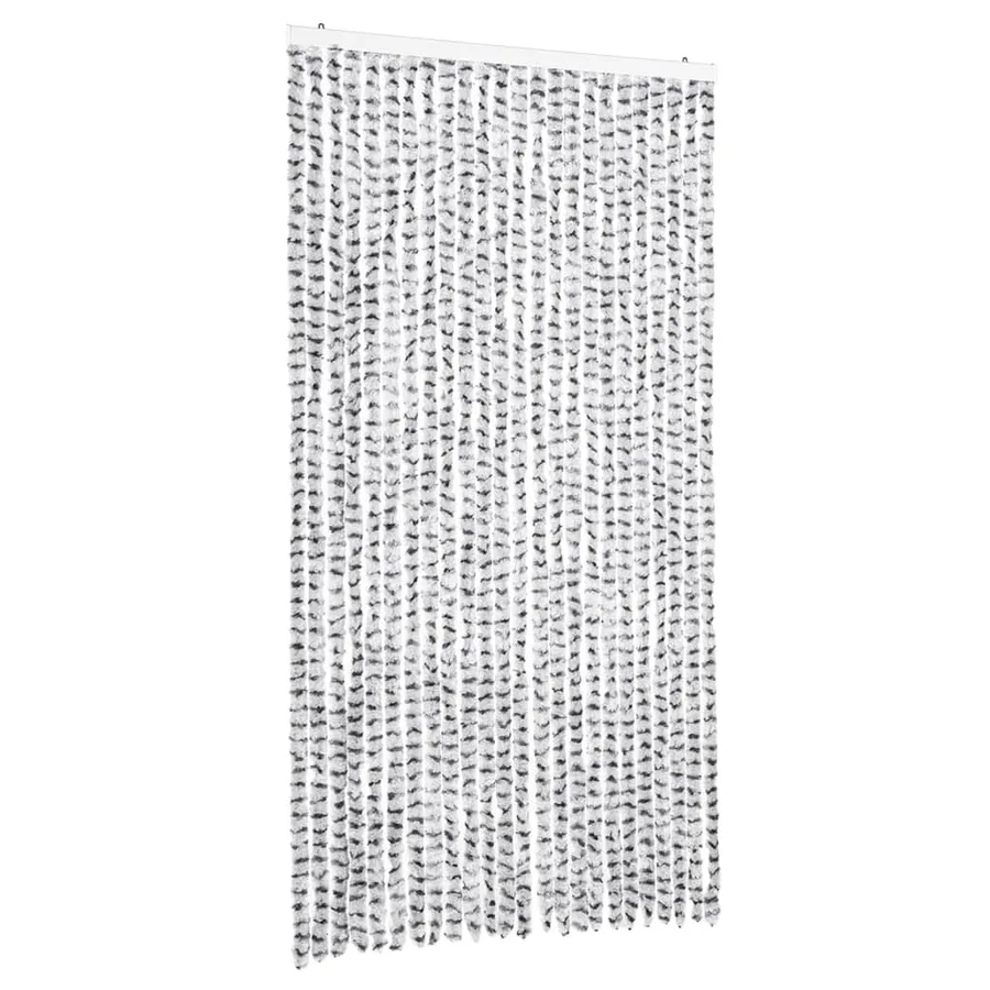 Rideau anti-mouches gris clair et gris foncé 100x230cm chenille - 2