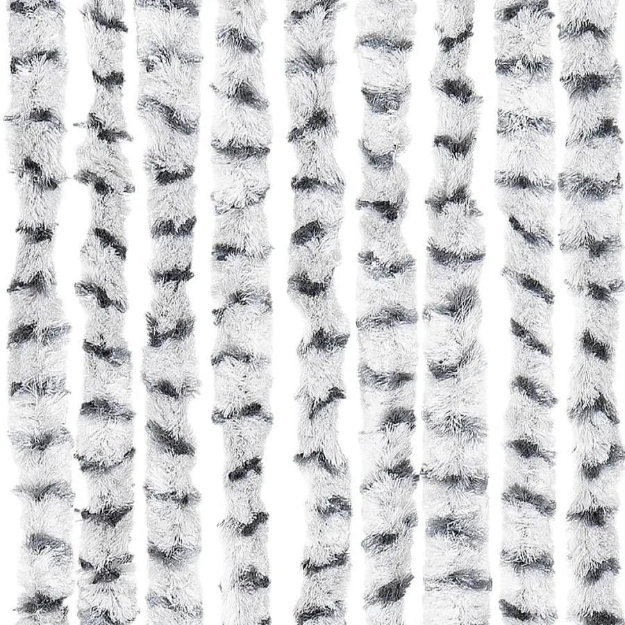 Rideau anti-mouches gris clair et gris foncé 100x230cm chenille - 5