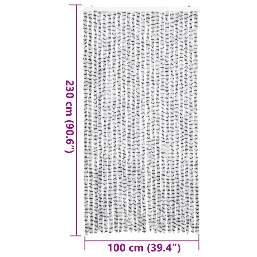 Rideau anti-mouches gris clair et gris foncé 100x230cm chenille - 7