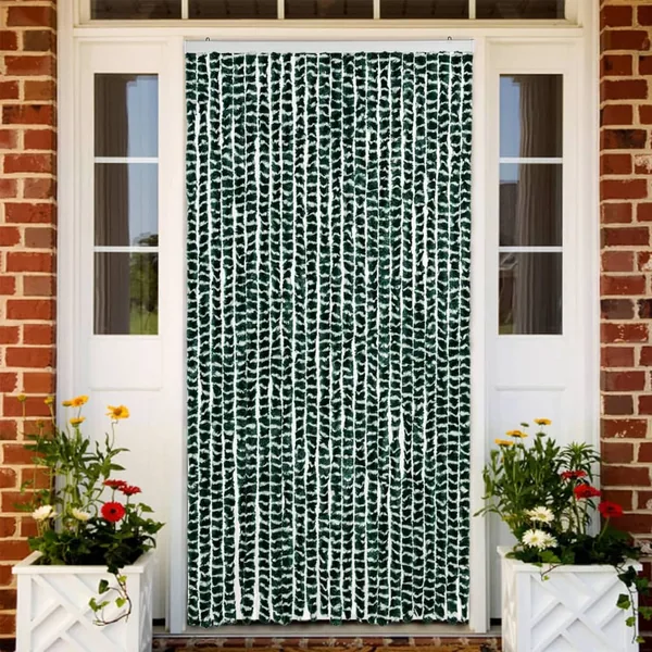 Rideau anti-mouches vert et blanc 100x200 cm chenille