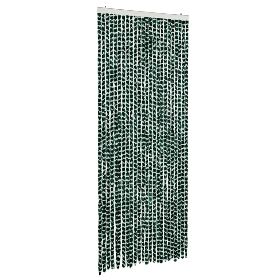Rideau anti-mouches vert et blanc 100x200 cm chenille - 2