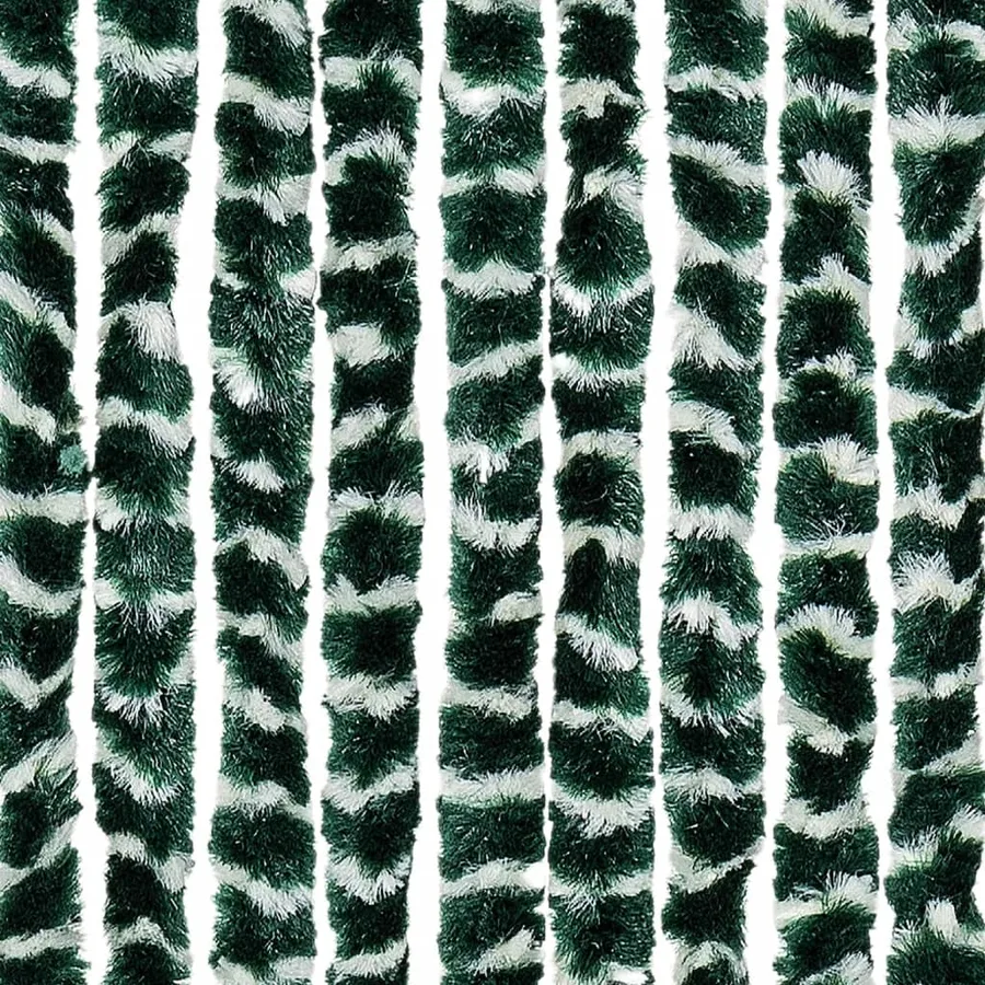Rideau anti-mouches vert et blanc 100x200 cm chenille - 5