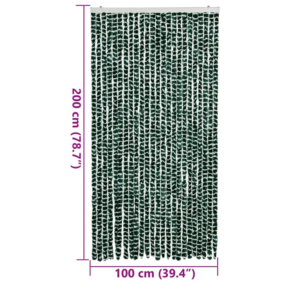 Rideau anti-mouches vert et blanc 100x200 cm chenille - 7