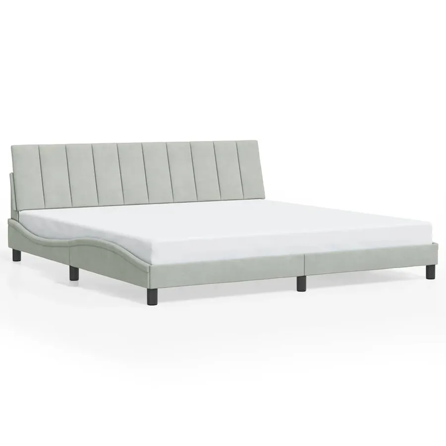Cadre de lit sans matelas Hanko gris clair 200x200 cm velours - 2