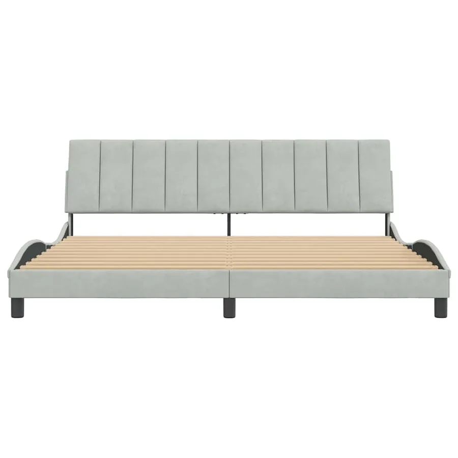 Cadre de lit sans matelas Hanko gris clair 200x200 cm velours - 5