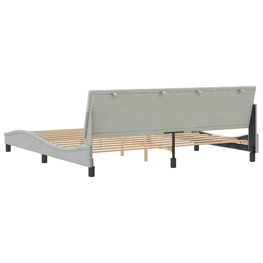 Cadre de lit sans matelas Hanko gris clair 200x200 cm velours - 7