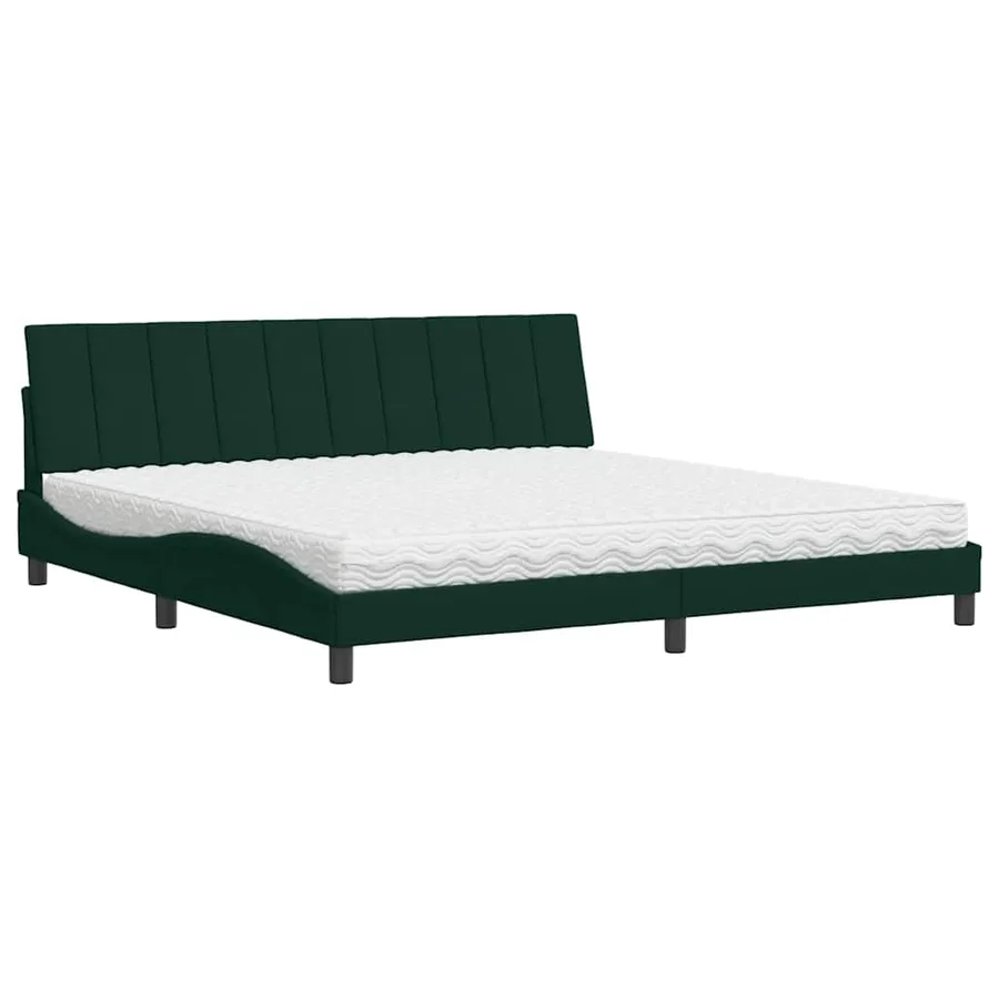 Lit avec matelas Hanko vert foncé 200x200 cm velours - 2