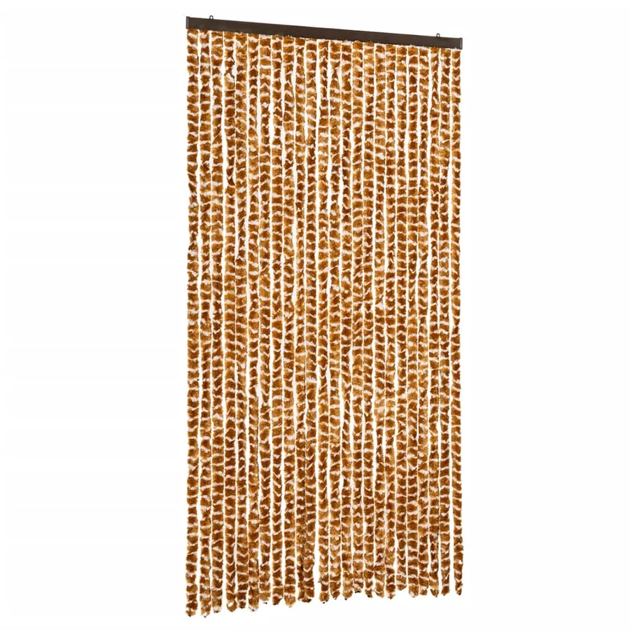 Rideau anti-mouches ocre et blanc 100x200 cm chenille - 2