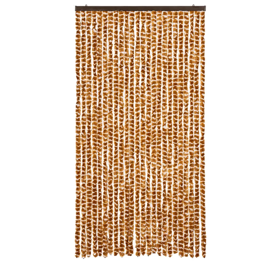 Rideau anti-mouches ocre et blanc 100x200 cm chenille - 3