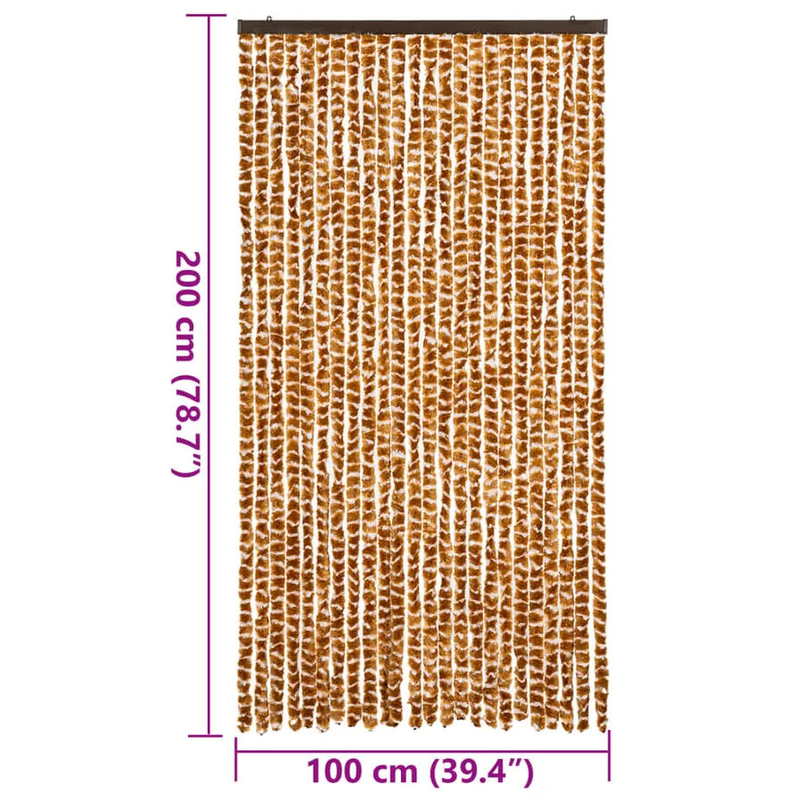 Rideau anti-mouches ocre et blanc 100x200 cm chenille - 7