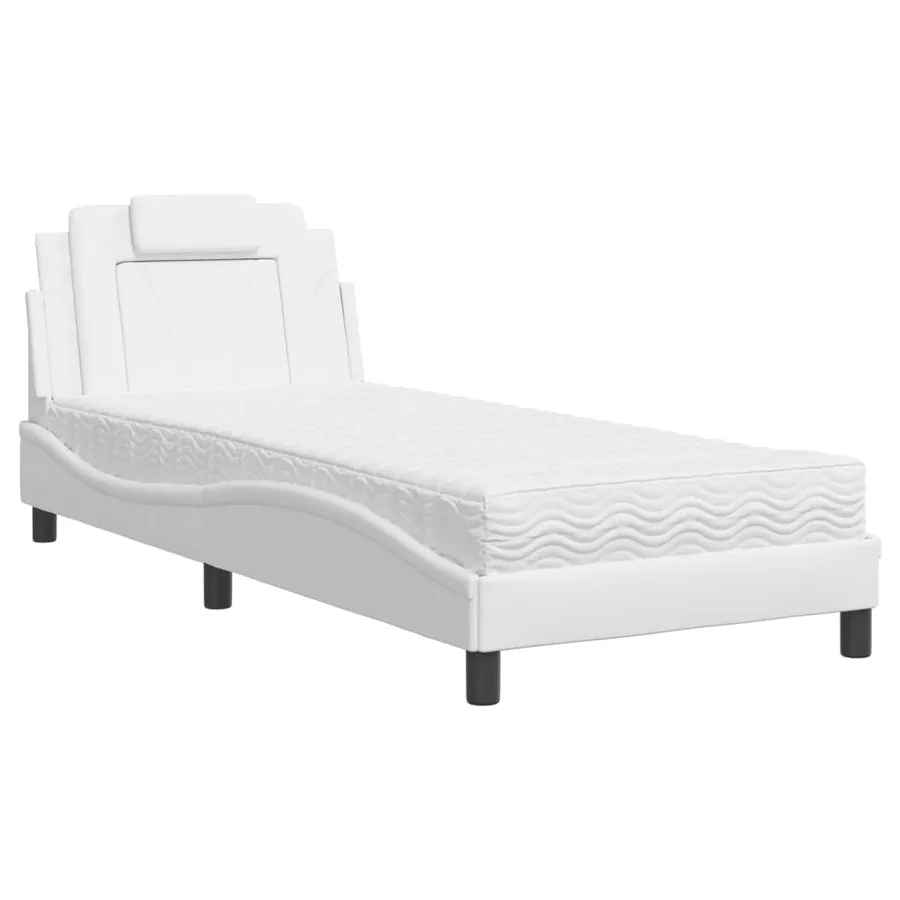 Lit Viana avec matelas blanc 90x200 cm similicuir - 2