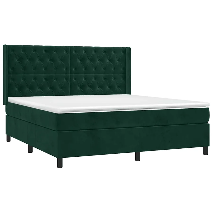 Sommier à lattes de lit et matelas Vert foncé 160x200cm Velours - 3