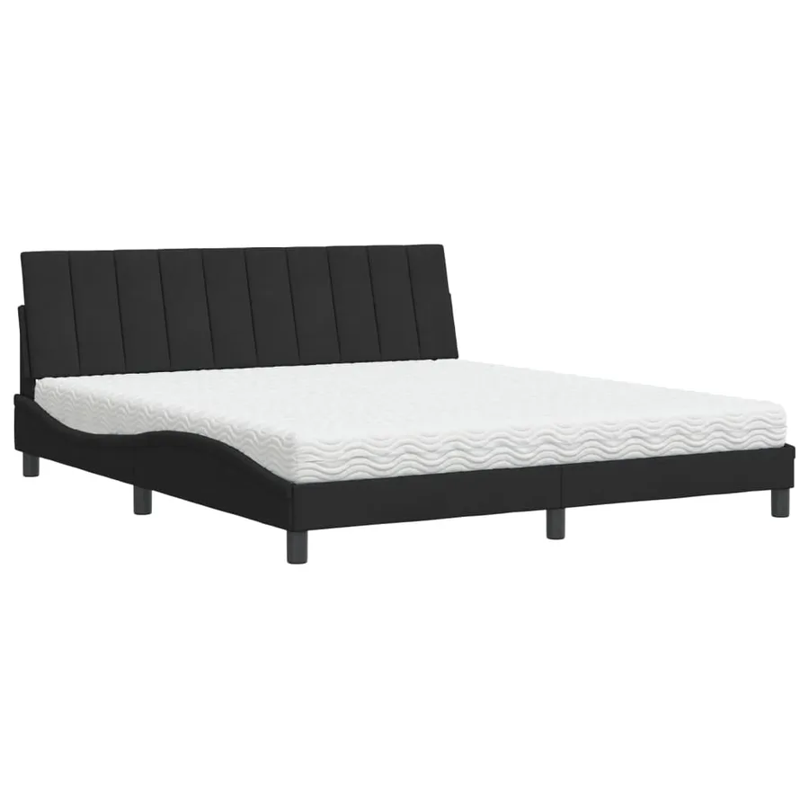 Lit avec matelas Hanko noir 180x200 cm velours - 2