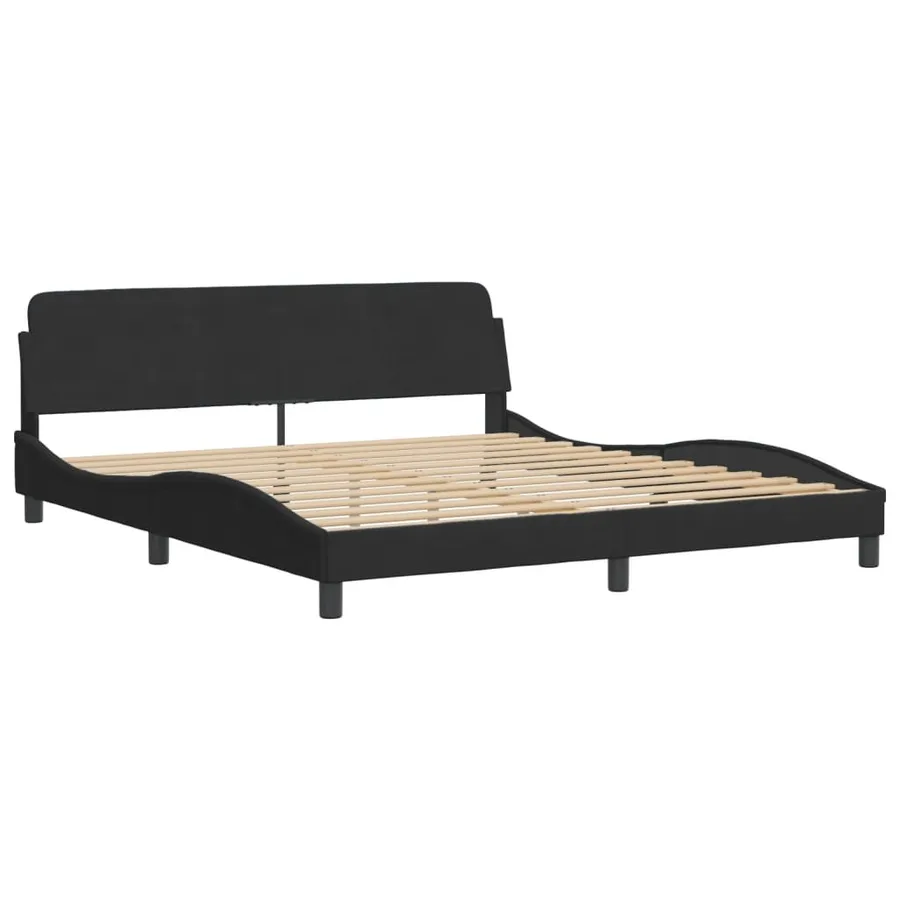 Lit avec matelas Hanko noir 180x200 cm velours - 4