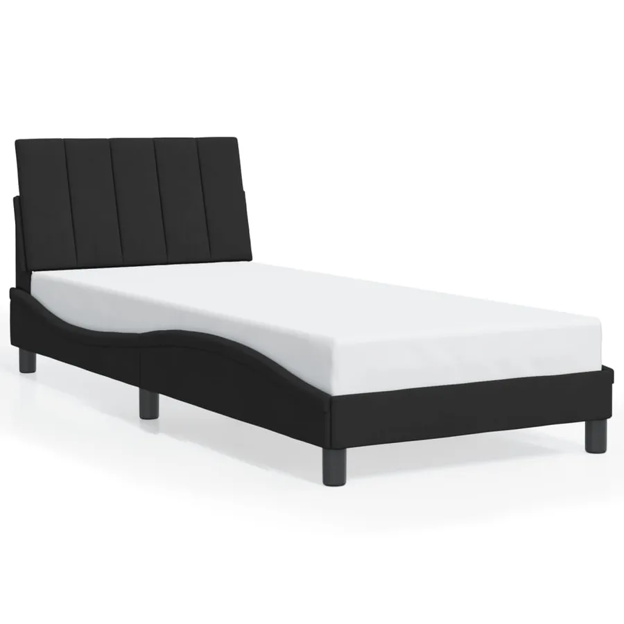 Cadre de lit avec LED sans matelas Hanko noir 90x190 cm velours - 5
