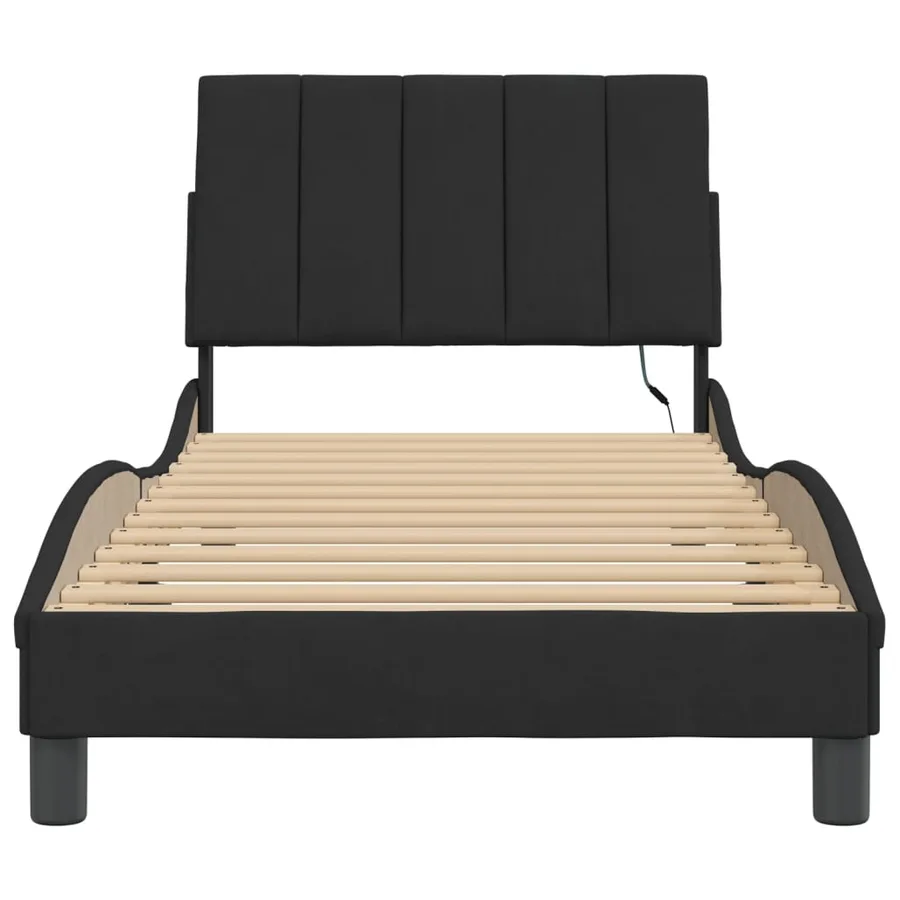 Cadre de lit avec LED sans matelas Hanko noir 90x190 cm velours - 6