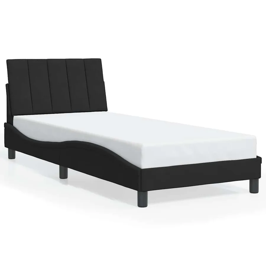 Cadre de lit sans matelas Hanko noir 90x200 cm velours - 2