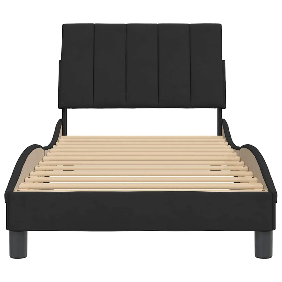 Cadre de lit sans matelas Hanko noir 90x200 cm velours - 5