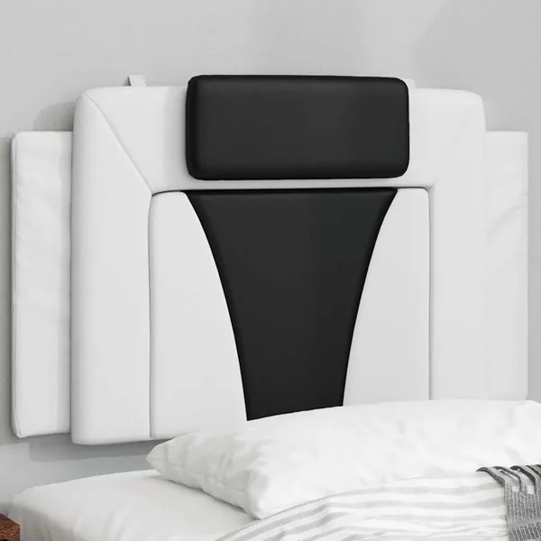 Coussin de tête de lit Viana noir et blanc 90 cm similicuir